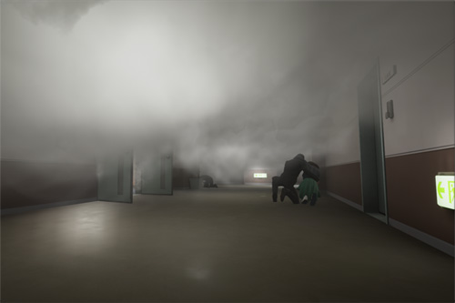 シーン 3：廊下に充満する煙