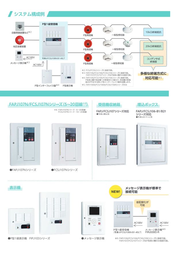 P型1級受信機 火災/複合火災受信機